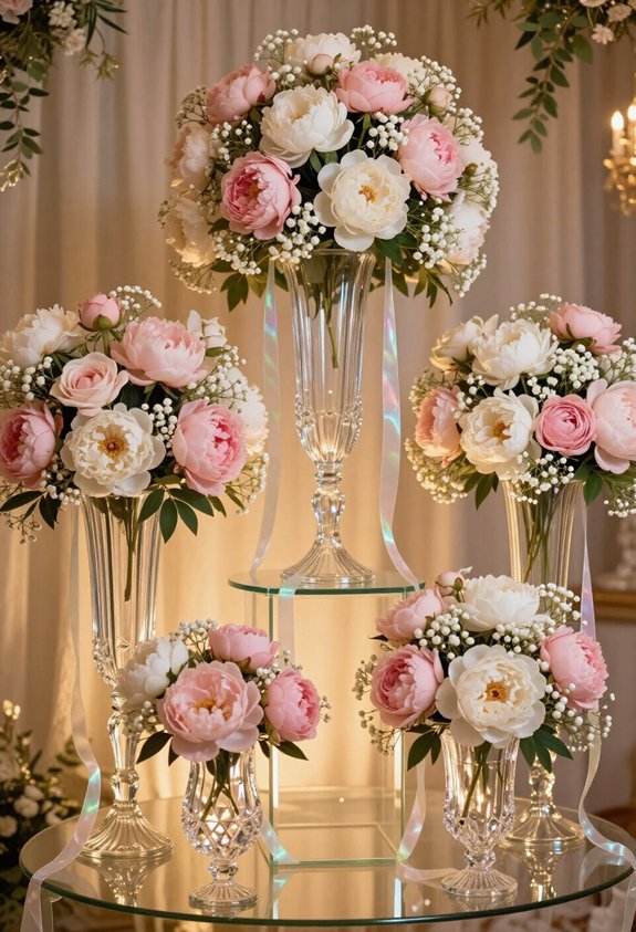 tall vases with silk flowers
