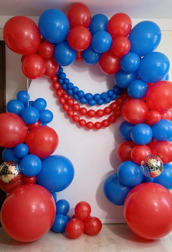 transform with red blue garlands