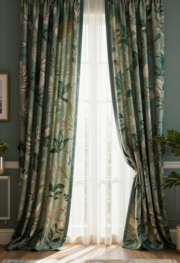 tropical botanical print curtains