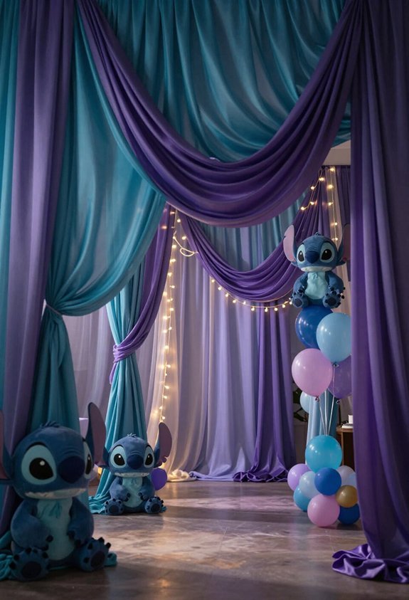 tropical island fabric draping