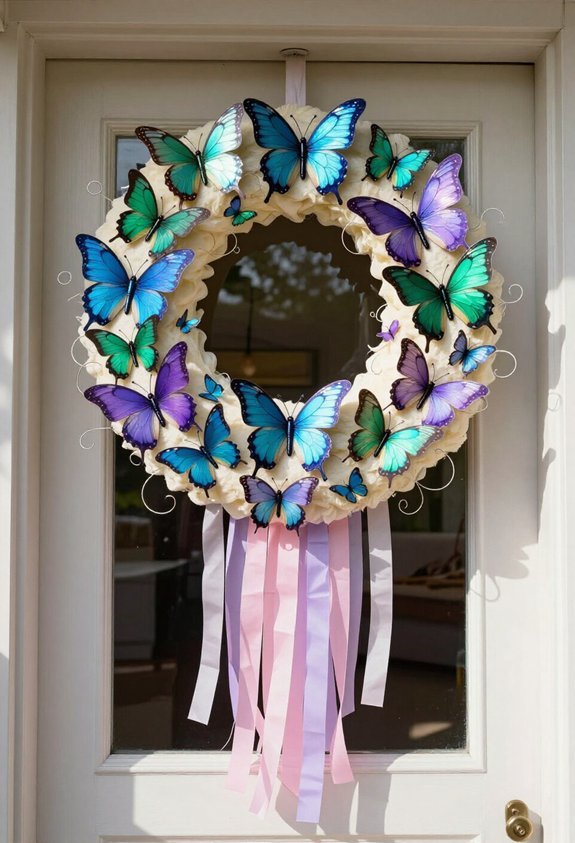 vibrant butterfly door wreath