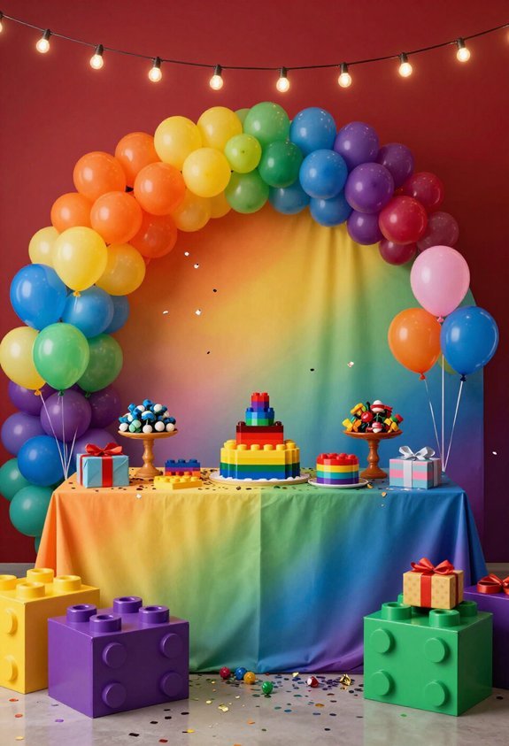 vibrant lego themed party decor