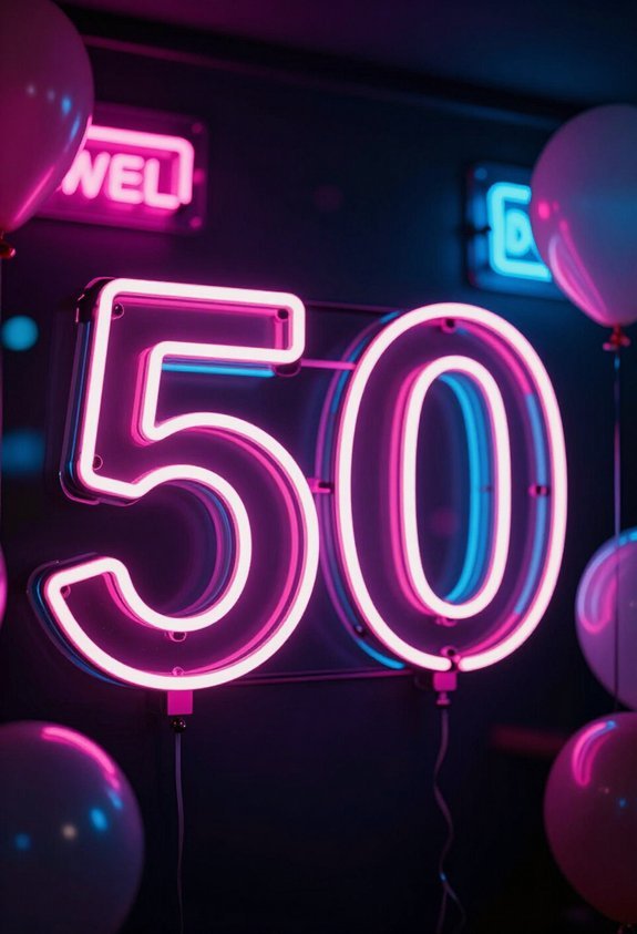 vibrant neon 50 celebration