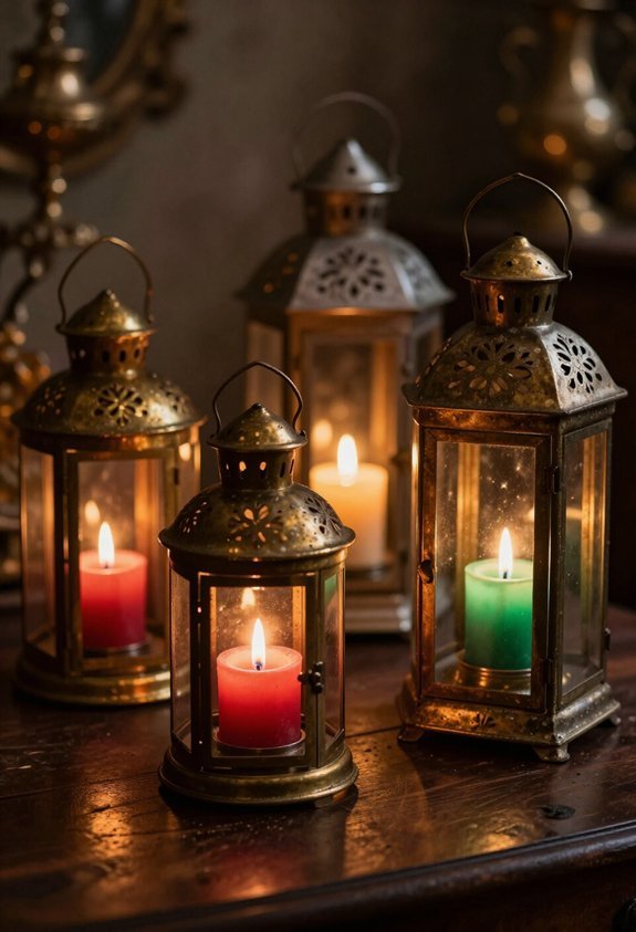 vintage lanterns with candles
