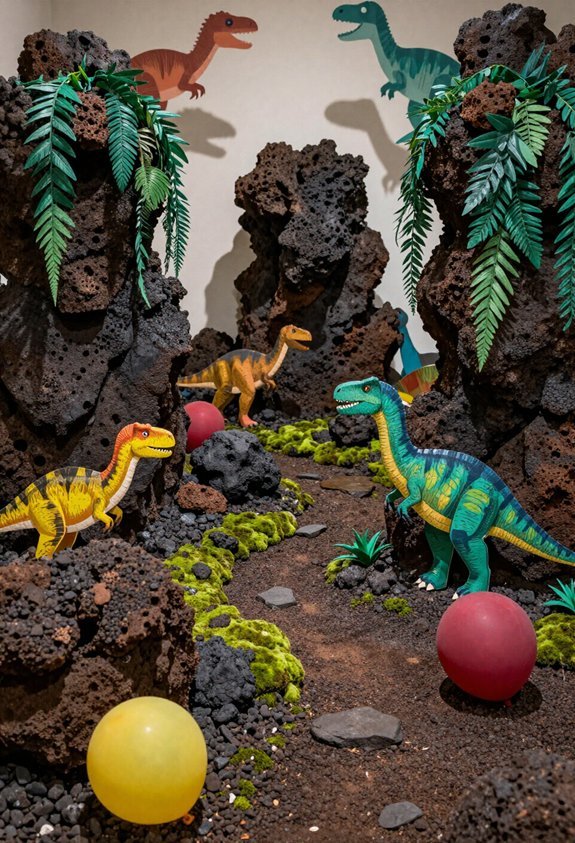 volcanic dinosaur party decor