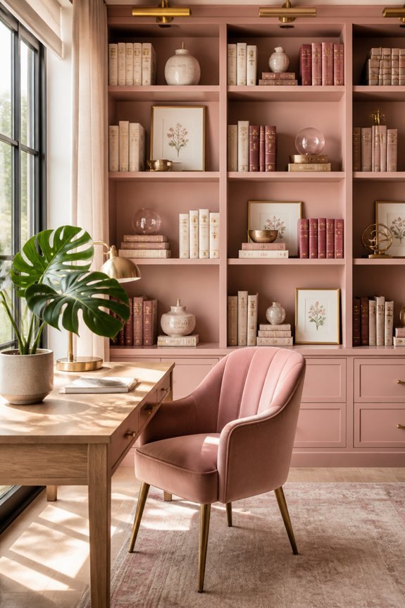 blush pink bookshelf harmony