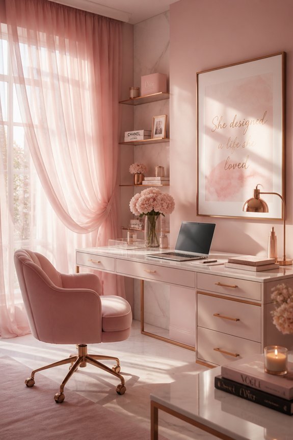 blush pink sheer curtains