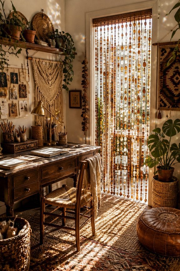 boho beaded curtain decor