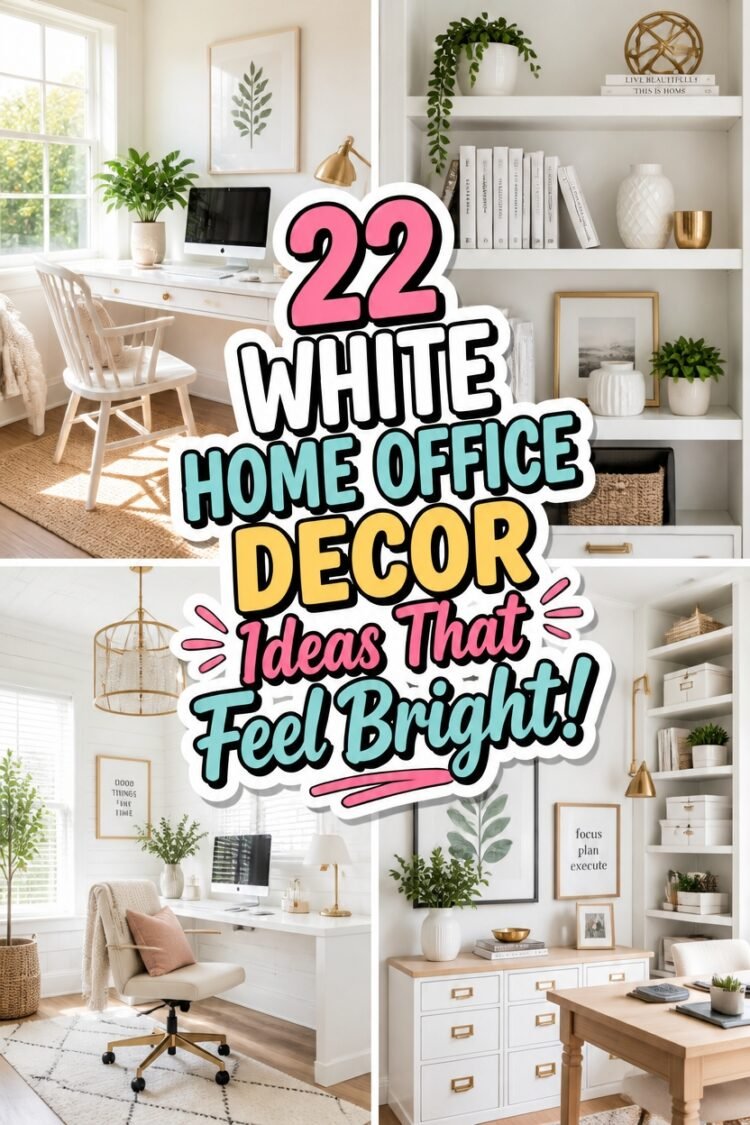 bright white home office decor