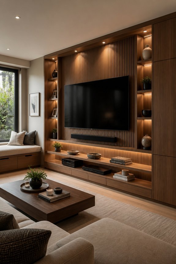 cozy integrated entertainment setup