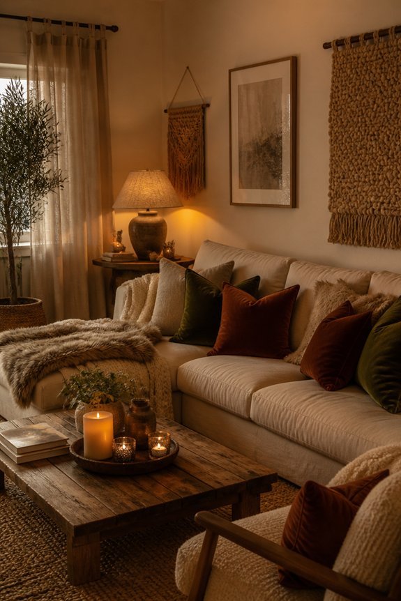 cozy rooms through soft textures