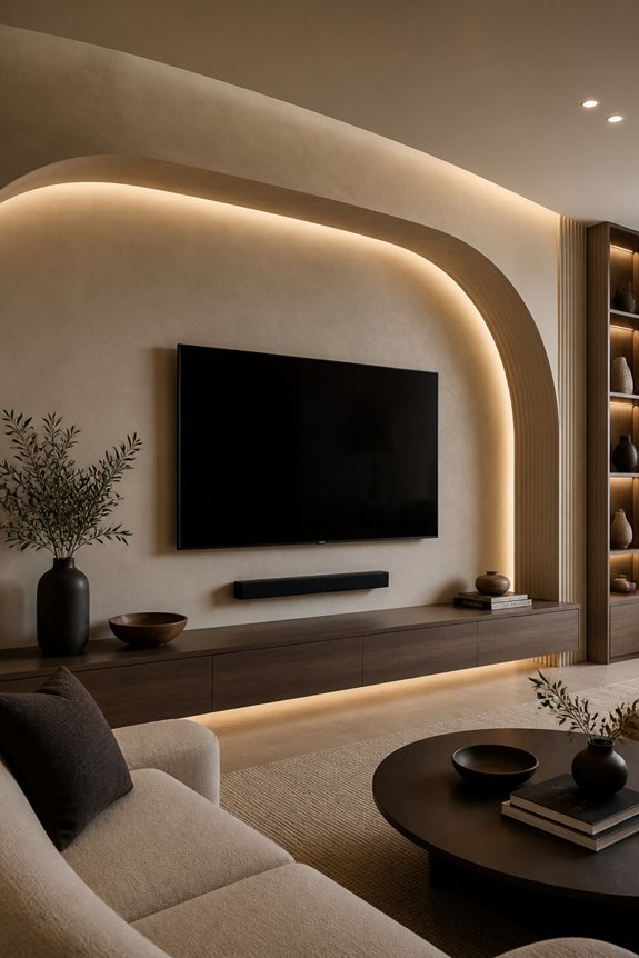 curved tv wall designs