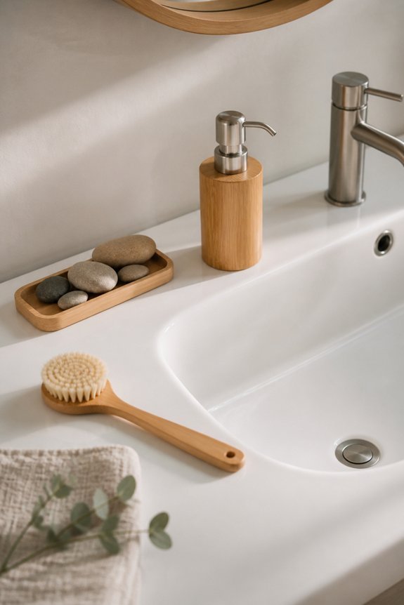 elegant wooden bathroom accessories