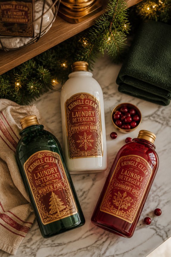 festive detergent bottle labels