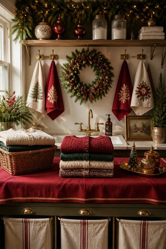 festive laundry folding station