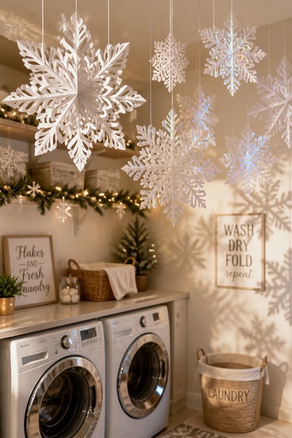 floating oversized snowflake decorations