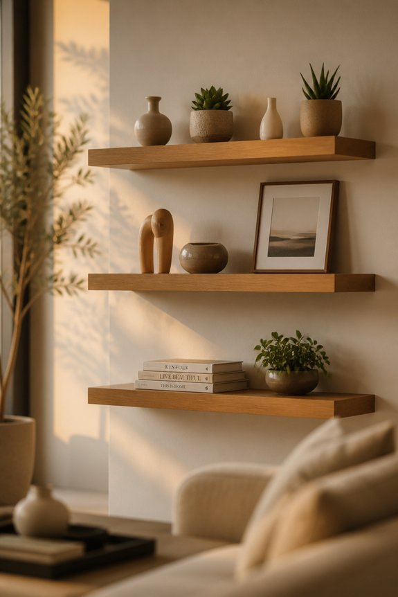 floating shelves for organization