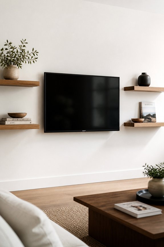 floating tv minimalist shelving