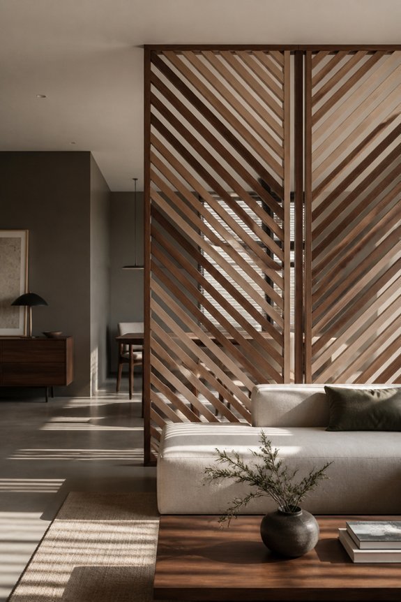 geometric wood slat walls