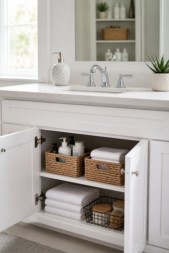 hide clutter with cabinets