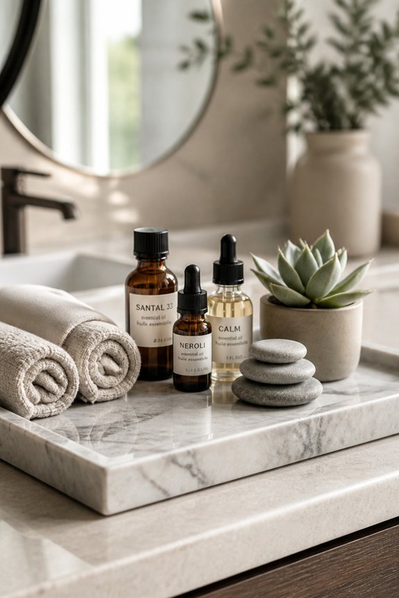 luxurious marble bathroom trays