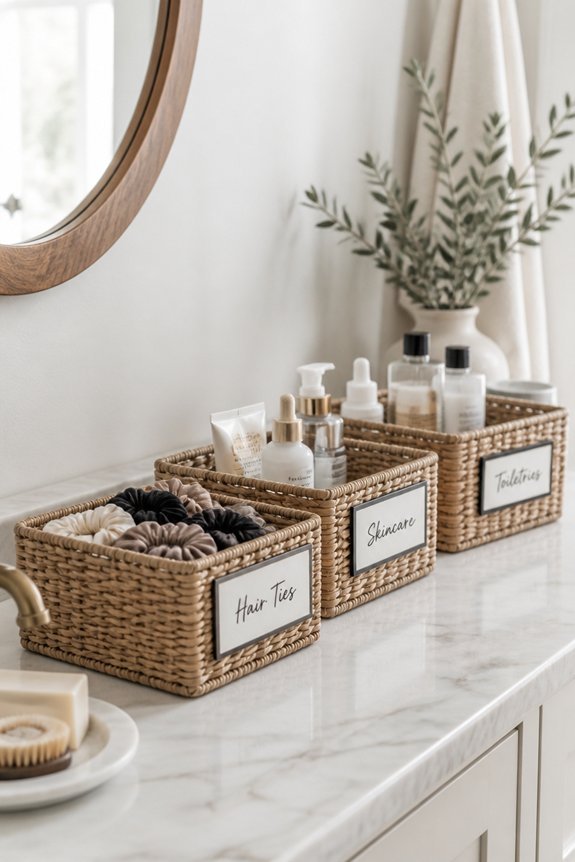 organize bathroom counter clutter