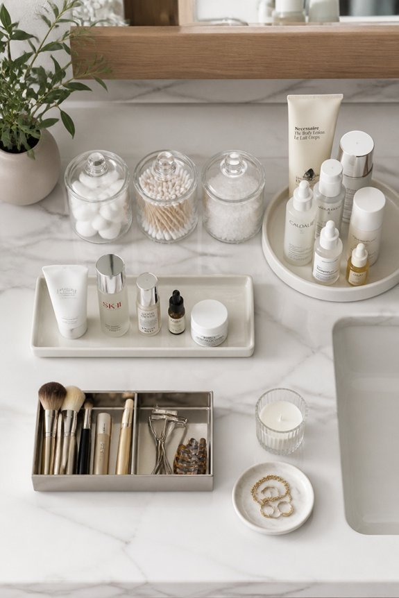 organize bathroom items neatly