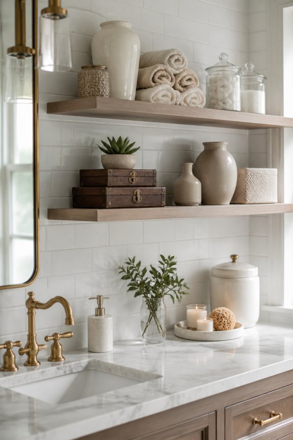 organized open shelf storage