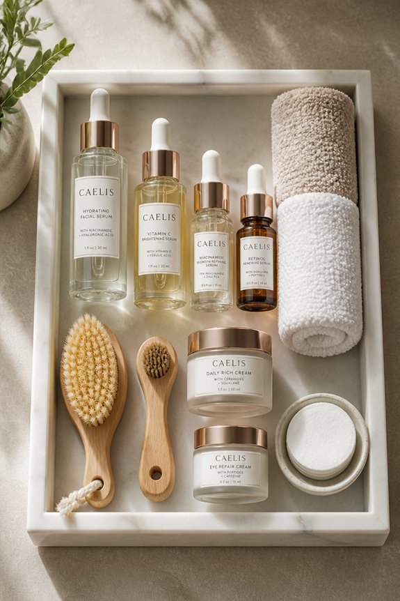 organized skincare product storage