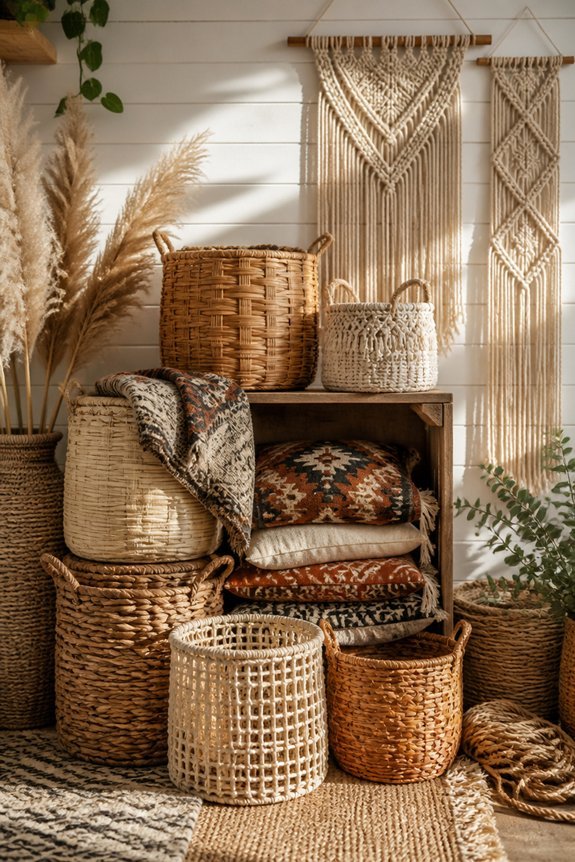 patterned baskets for storage