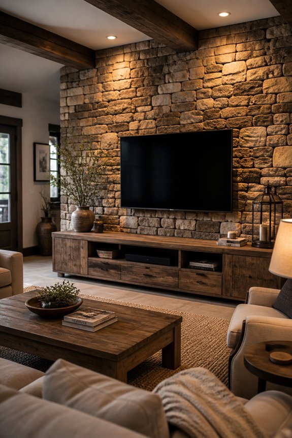rustic stone and brick