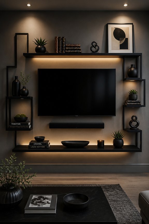 sleek shelving minimal decor
