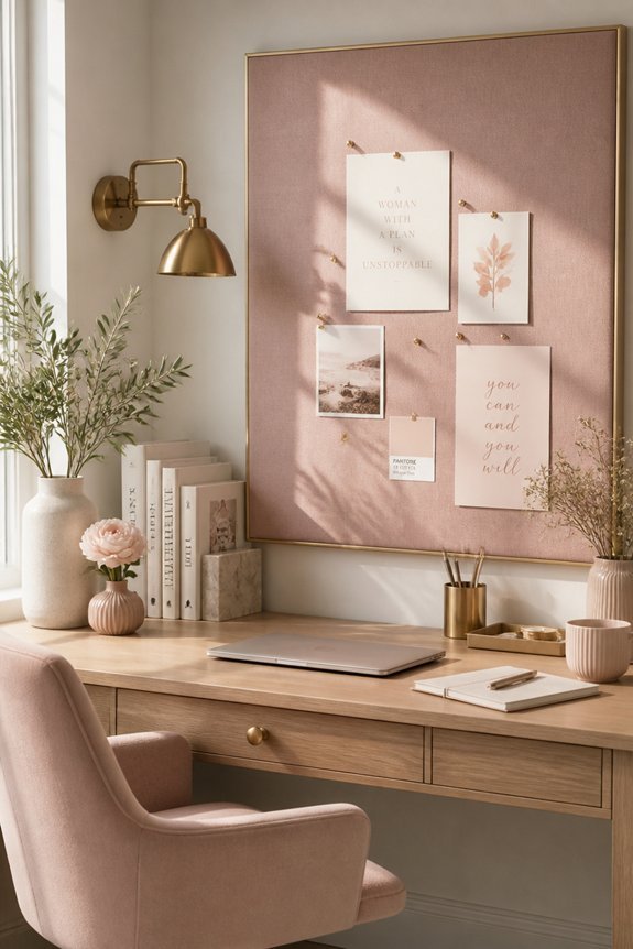 stylish blush pink bulletin board