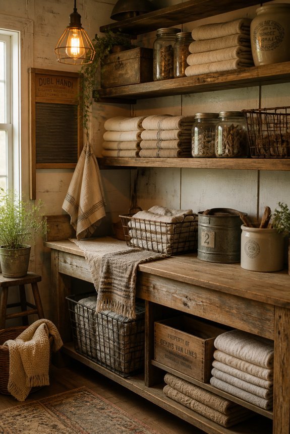 stylish farmhouse open shelving