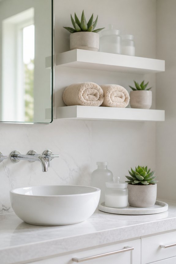 stylish floating shelf organization