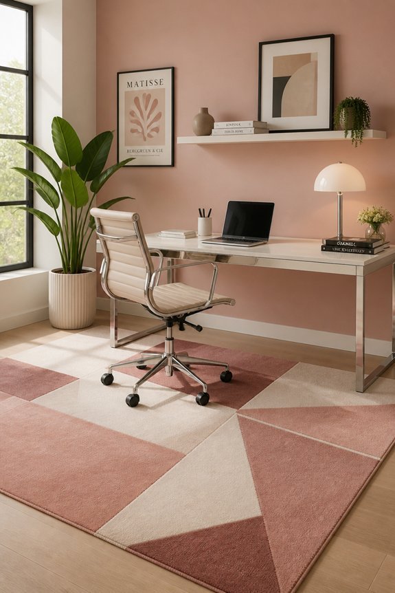 stylish pink geometric rug