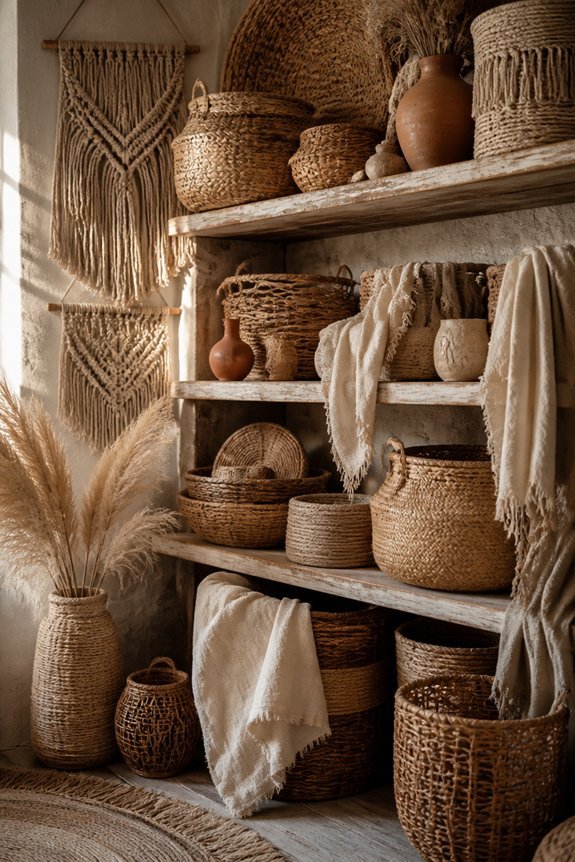 stylish storage with woven baskets