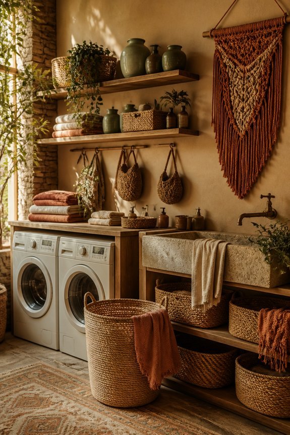 warm calming laundry space