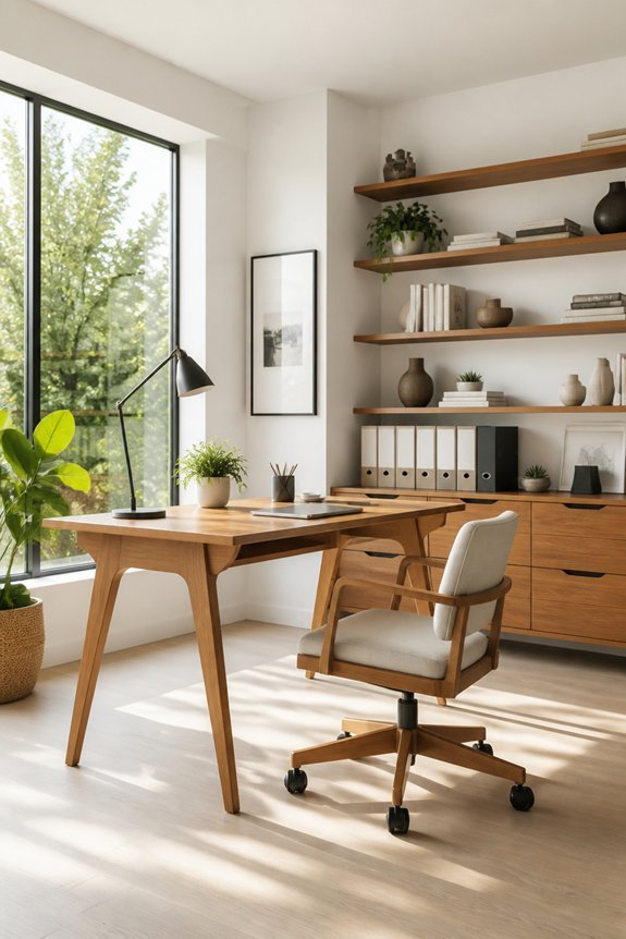warm wood tones enhance white