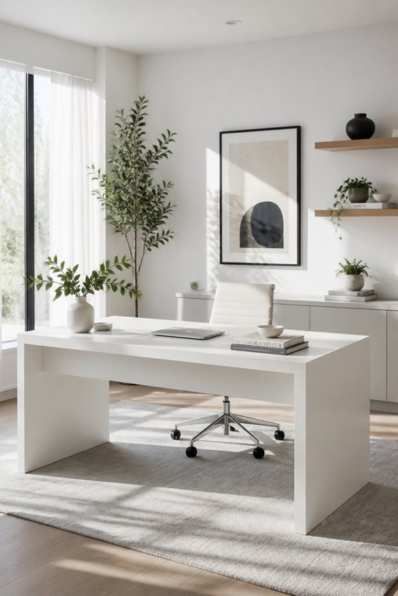 white desk enhances workspace