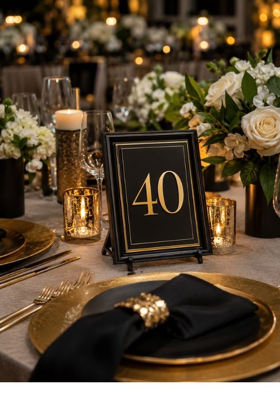 Creative Table Numbers for 40th Birthday Dinners