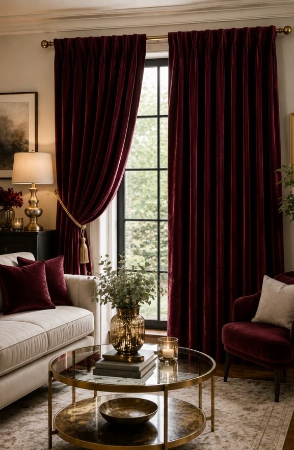 Living Room Velvet Curtains