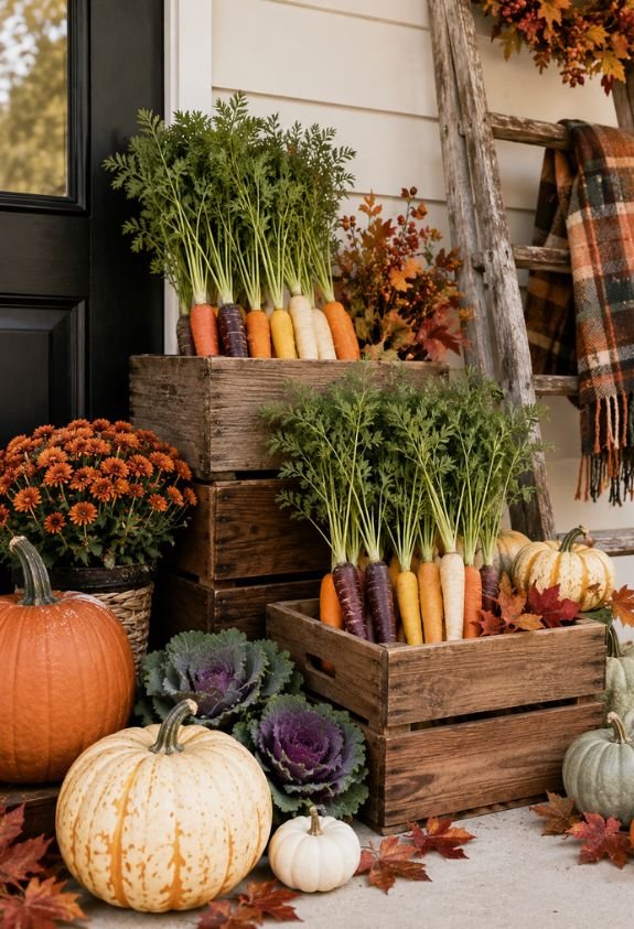 Stage Wooden Crates With Rainbow Carrot Bunches