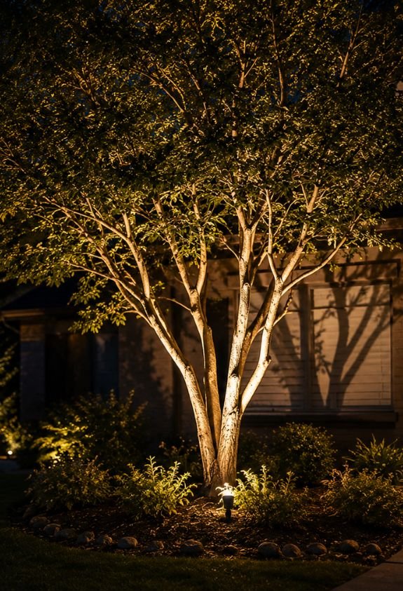 Uplighting That Creates Dramatic Front Yard Tree Silhouettes