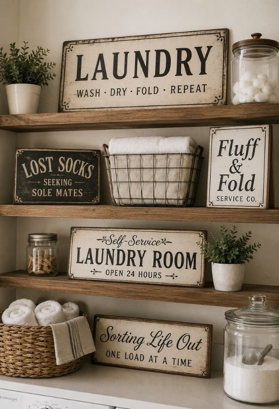 Vintage Signs to Style Your Shelves