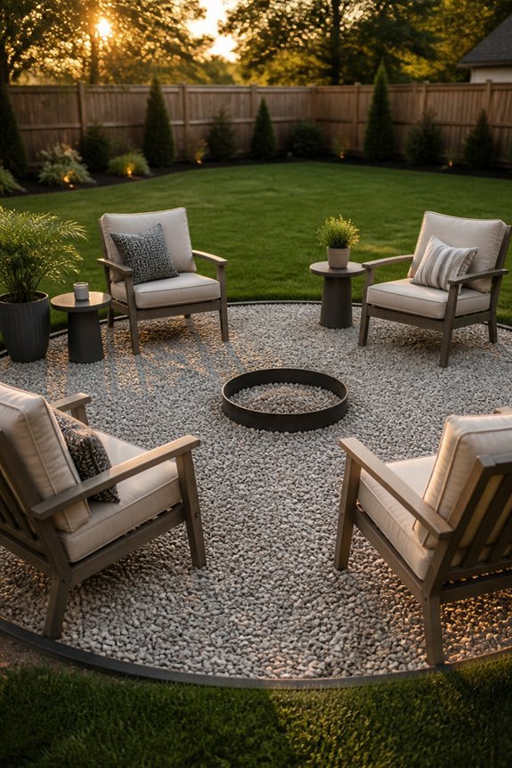 circular gravel gathering space