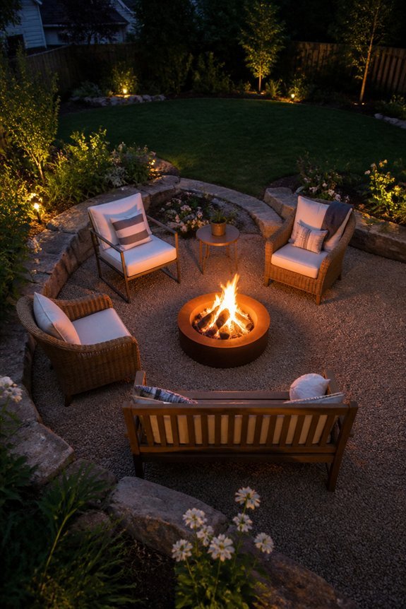 circular seating around firepit