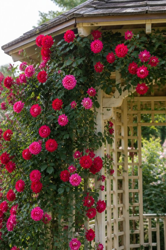 climbing roses on gazebo