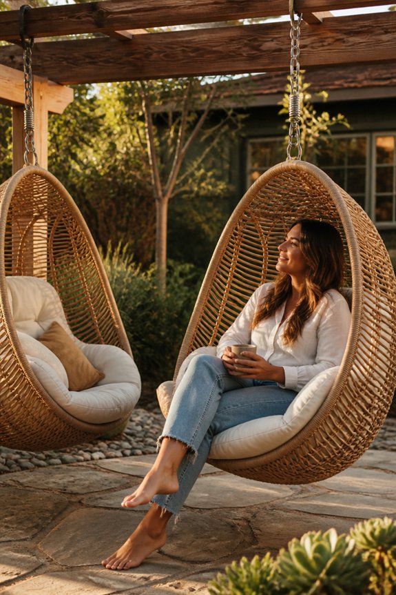 cozy outdoor hanging chairs