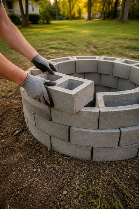 diy cinder block fire ring